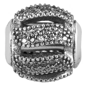 

Top Quality 925 Sterling Silver Bead Charm Sparkling Ribbon LOYALTY With Clear CZ Charm Fit ESSENCE Bracelet Diy Jewelry