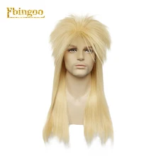 Ebingoo Hair cap+ 70s 80s Hallween Металл рокер диско парик для мужчин блонд длинные прямые синтетические Косплей Mullet парик для мужчин и женщин