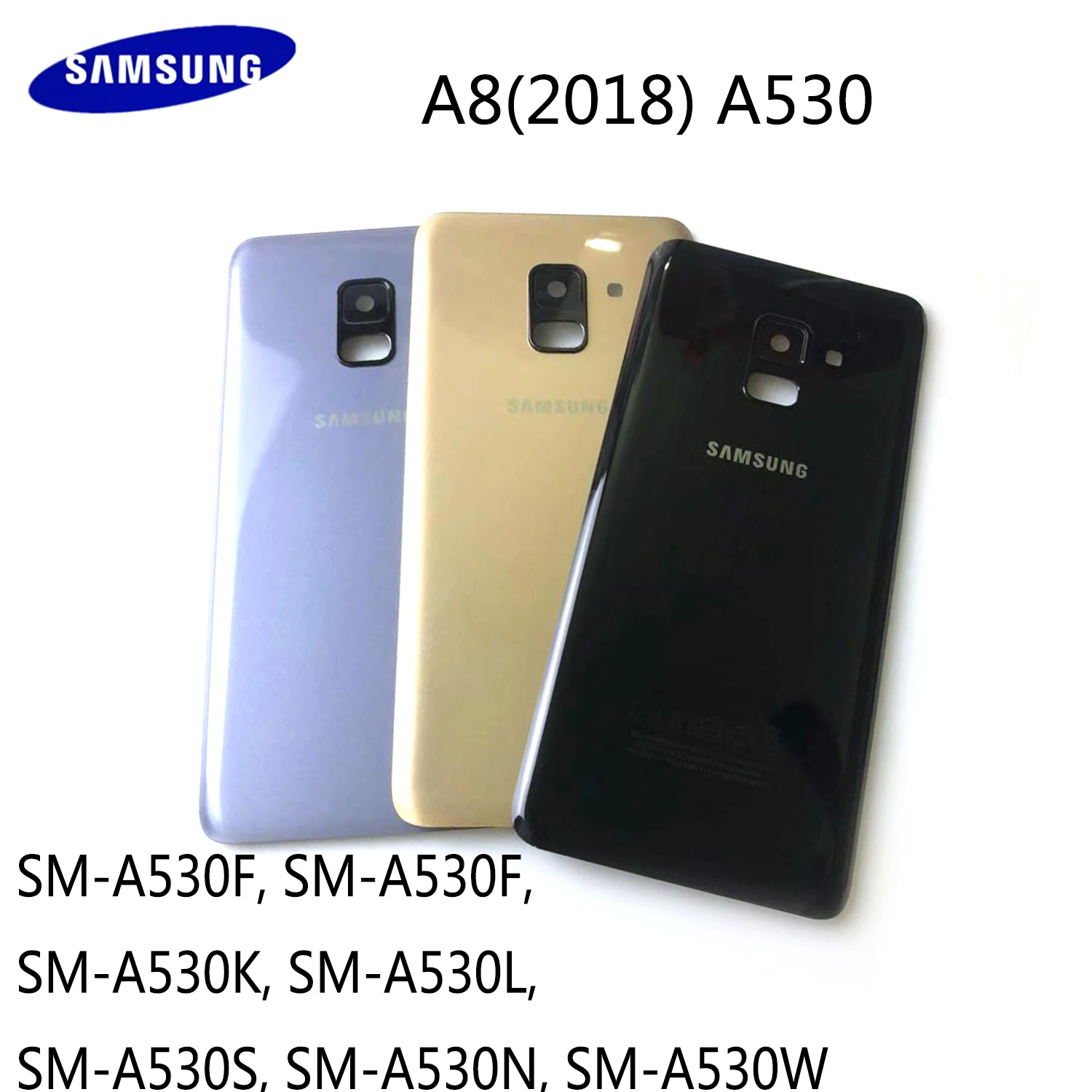 For Samsung Galaxy A8 2018 A530 SM-A530F A530F A530DS Housing Battery Case Glass Back Cover Camera Lens Replacement + Sticker mobile phone frame