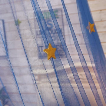 

Mosquito Proof Curtains Baby Crib Netting Reading Princess Game House Tent Girls Round Dome Bed Canopy Romantic Play Blue Star
