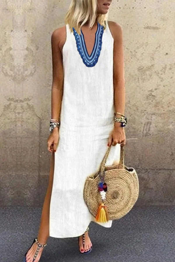 Womens Summer Dresses Beach Swimsuit Dress Swimsuits Plus Size Cover Up Woman Clothes Beachwear Sexy Long Sleeveless Split Pure