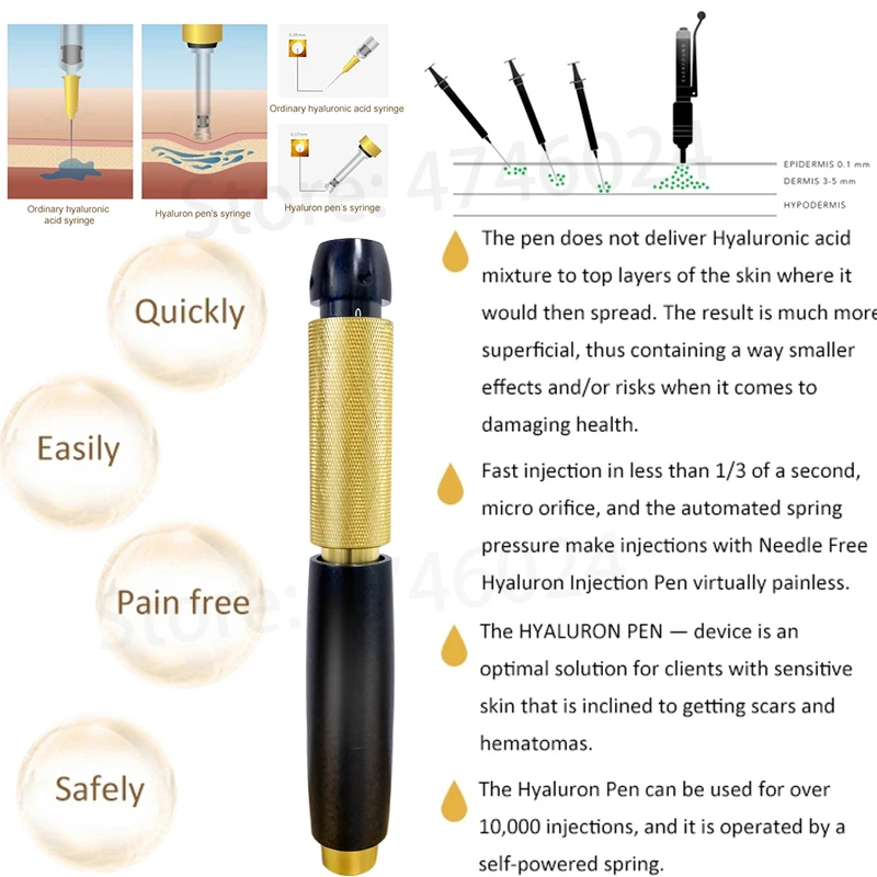 3 in 1 Handheld Injection Gun For Lose Weight Lipolysis Anti Wrinkle Hyaluronic Pen 0.5ml 3 Gear Hyaluronique Pen