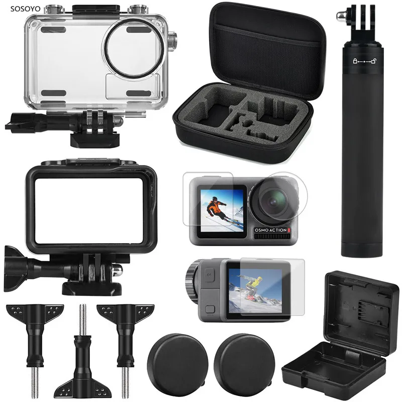 

Waterproof shell Housing Protective case Portable storage bag selfie stick Set For DJI OSMO Action Sports Camera Accessories