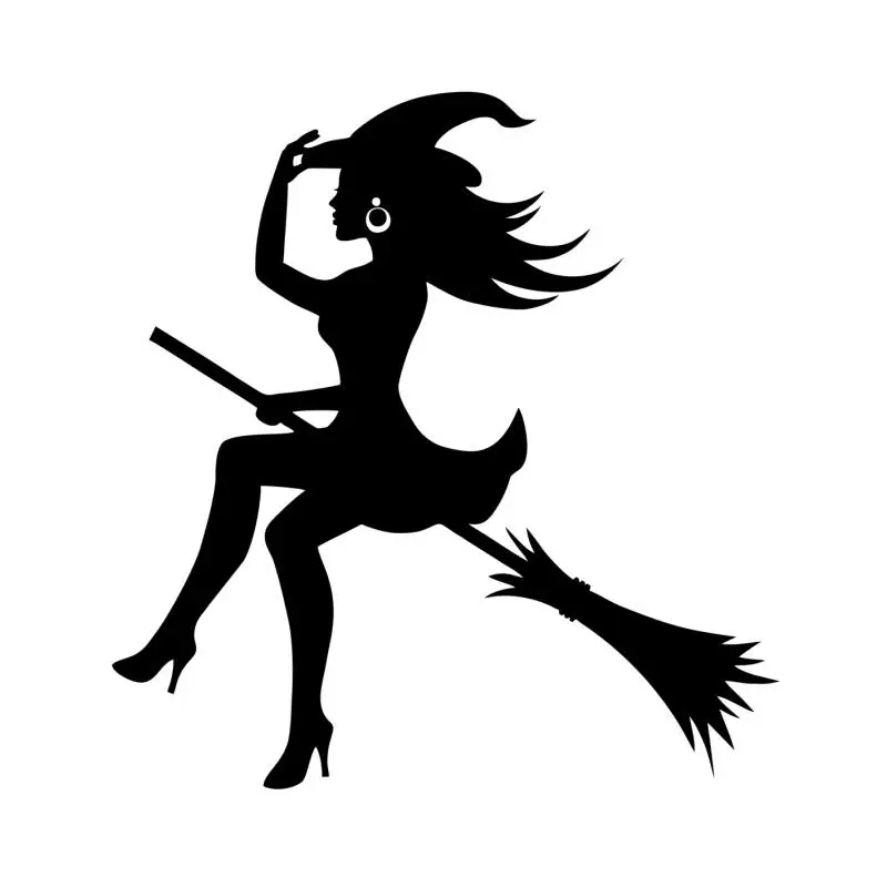 

DAWASARU Car Sticker Witch Sexy Whitch on A Broomstick Figure Car Window Body Vinyl Sticker Black/Silver Accessories 11CM*12CM
