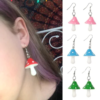 

Fashion Woman Ladies Sweet Fresh Handmade Acrylic Simulation Mushroom Earring Jewelry Cute Accessory Gift