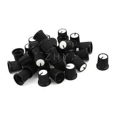 

35 x White Face Potentiometer Knob Cap for 6mm Knurled Shaft