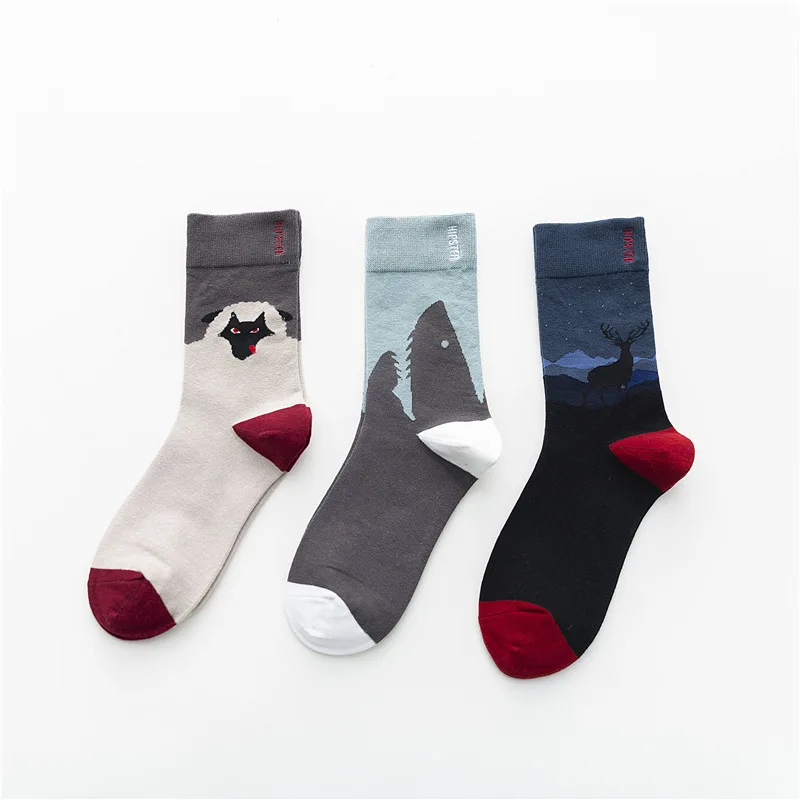 3 пар/лот, забавные женские носки с абстрактным рисунком, зимние, Ретро стиль, для женщин, Ван Гог, современные, масляная краска, хлопок, роспись, всемирно известные носки - Цвет: Бирюзовый