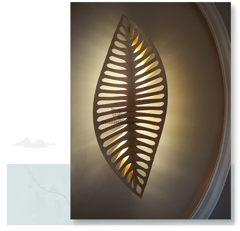 Southeast Asia Wooden Leaf LOFT Pendent Lights Bedroom Living Room Cafe Pendant Light Barber Shop Art Hanglamp Light Fixtures