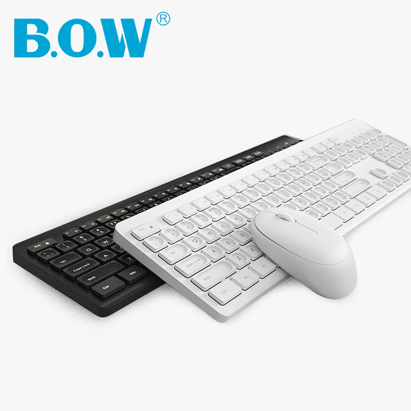 

B.O.W Wireless Keyboard and Mouse for PC, Share Same Dongle Plug and Play, Silent Typing and 106 Keys Design