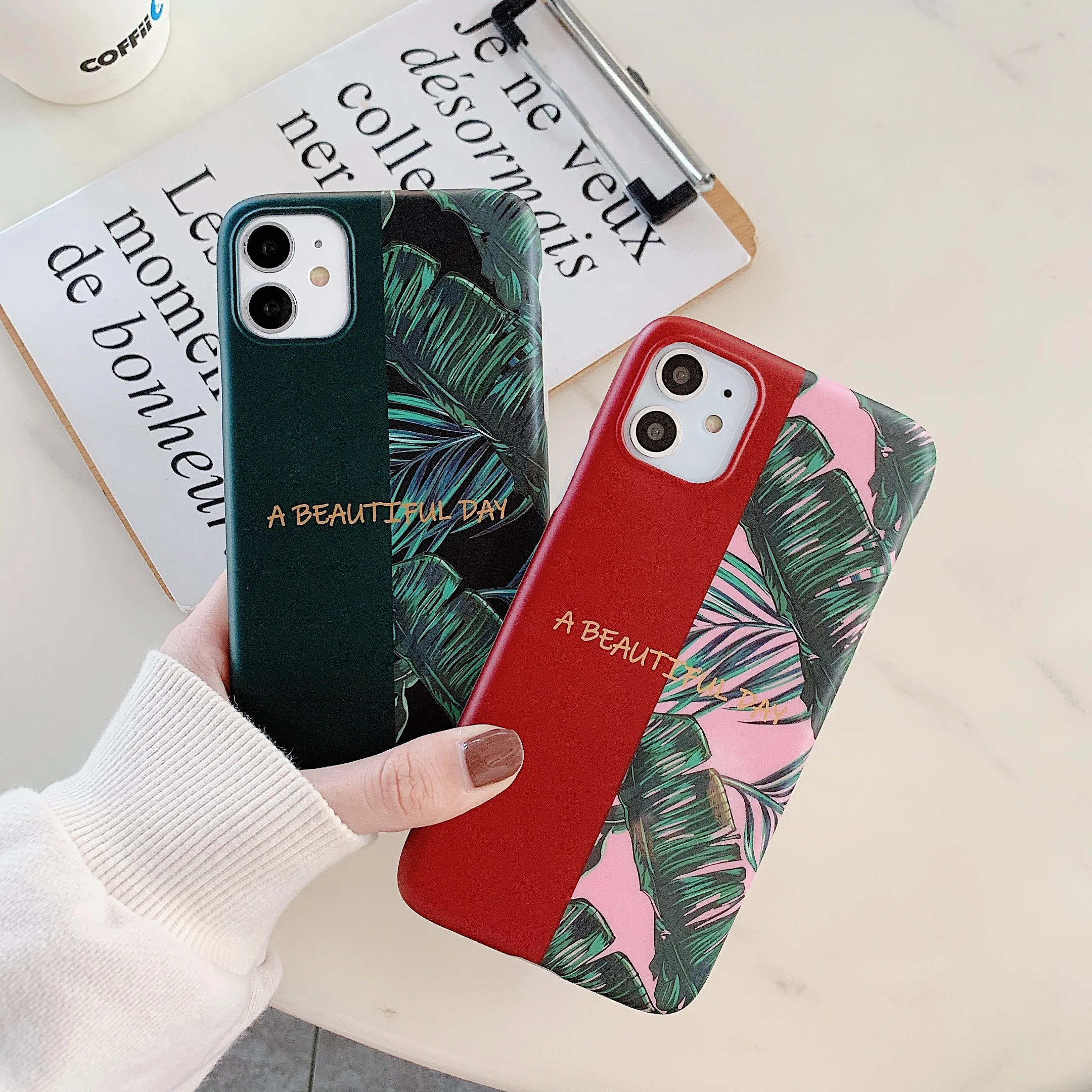 Onnlink контрастный чехол для телефона с принтом банановых листьев IPhone 11 Pro Max X XR Xs 7 8