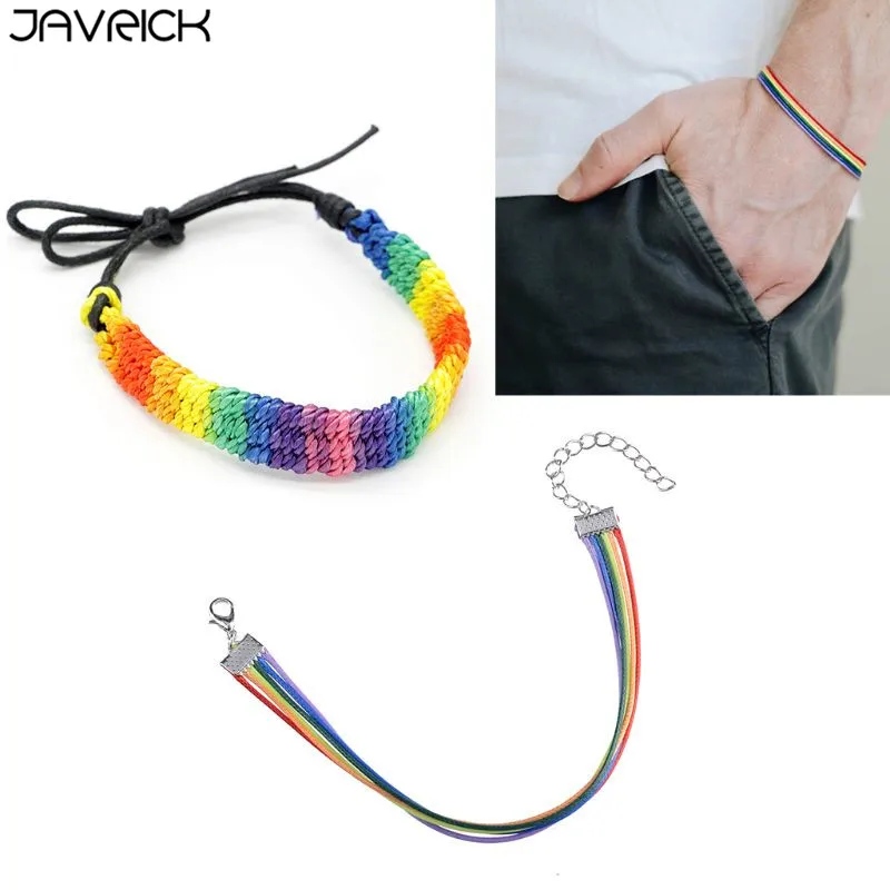 

Handmade Braided Rainbow Stripe Gray Pride Bracelets Adjustable LGBT Lesbian Friendship Wristband Party Favors Parade Accessory