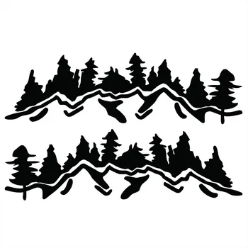 

2pcs Decorative Stickers Black PVC Auto Graphic Mountain Tree 45*150cm