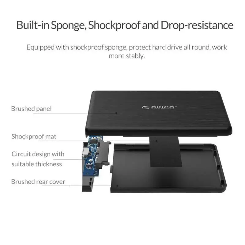 ORICO HDD корпус 2,5 дюйма SATA к usb type C внешний HDD SSD коробка