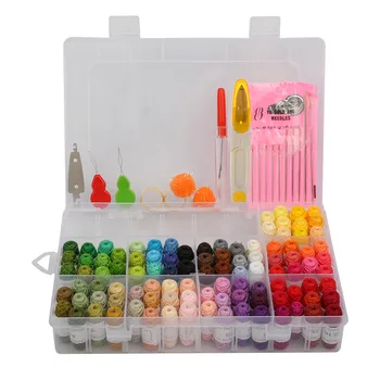 

100 Colors Cross Stitch Embroidery Thread Kits Mini Line Group With Threader Thimble Sewing Needles Scissors Sewing Kit with Box
