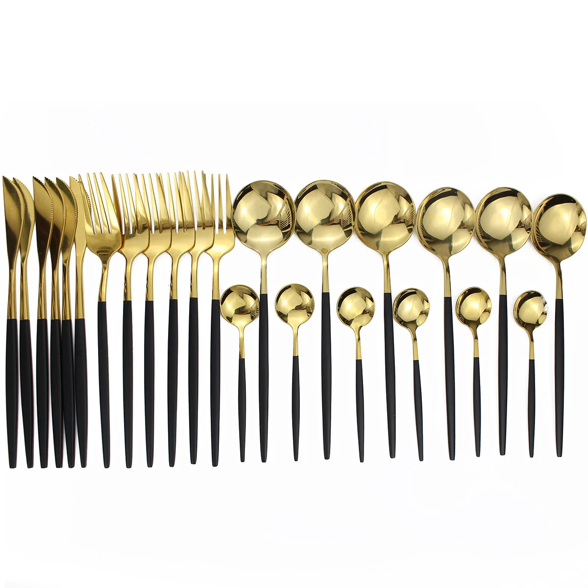 Black Gold32pcs(8set Лидер продаж 32 шт. европейские столовые приборы нож 304 нержавеющая сталь западные столовые приборы кухонная посуда столовый сервиз Прямая поставка - Цвет: Black Gold32pcs(8set