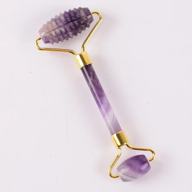 Wholesale Acupuncture Massager Sawtooth Jade Roller Face Care Massage Tool Natural Rose Quartz Stone Gua Sha Health Neck Relax 1 pcs amethyst