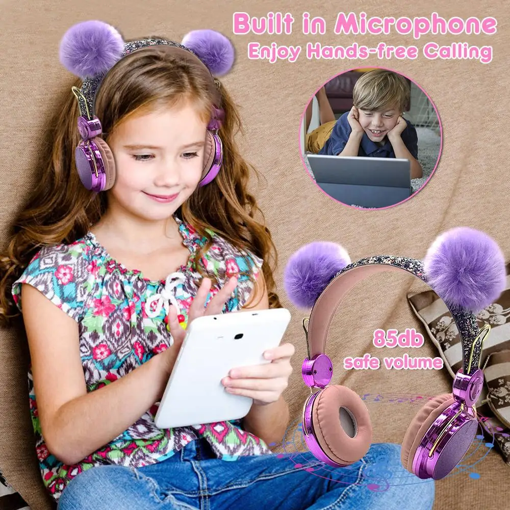 Bluetooth Cute Kids Wireless Headphone with Microphone 3 5mm Music Stereo Earphone for Computer Mobile Phone Headphones
