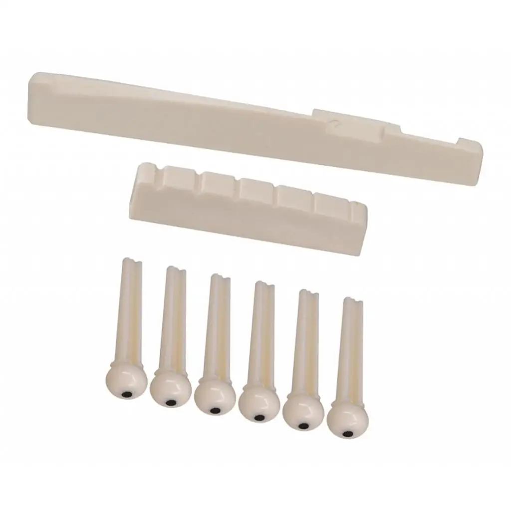 6 String Nut Bridge Saddles And Nut + 6pcs Guitar Bone Bridges Pins For Acoustic Guitar