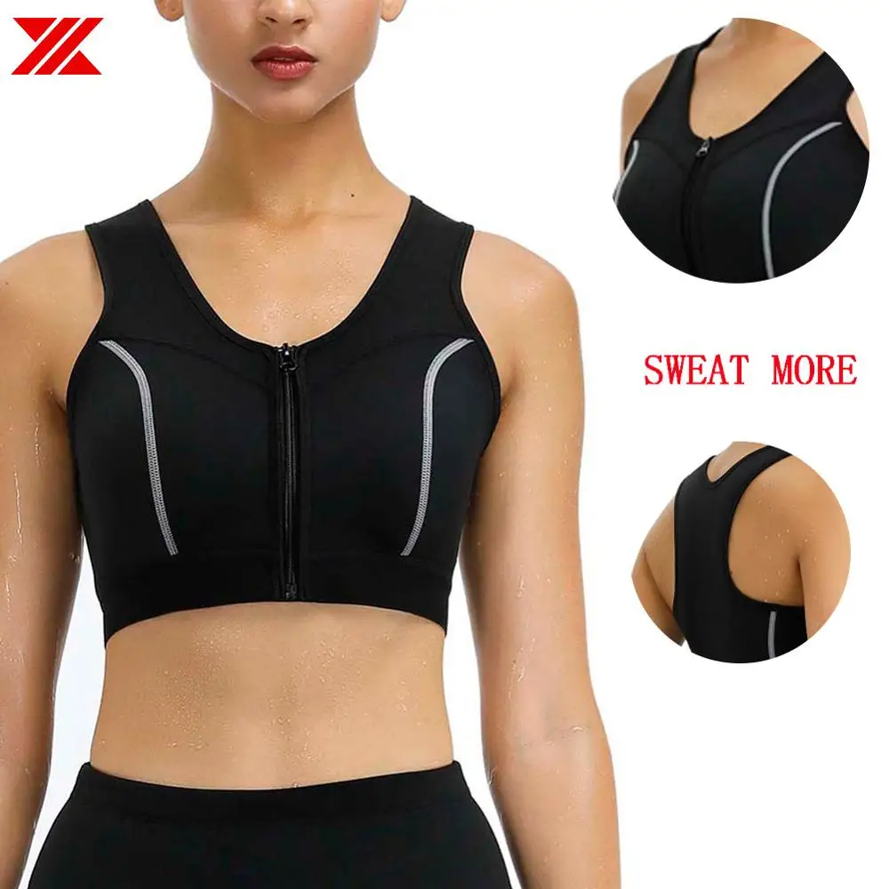 

HEXIN Women's Body Shaper Neoprene Chest Support Sweat Workout Tight Tank Top Sports Vest Fat Burner Weight Loss Zipper Vest