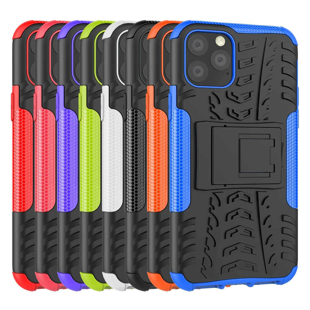 Рисунок шины Чехол для iPhone 11 Pro Max анти-шок non-slip Прочный Гибридный чехол с подставкой для iPhone X Xs XR 6 7 8 плюс защитный чехол