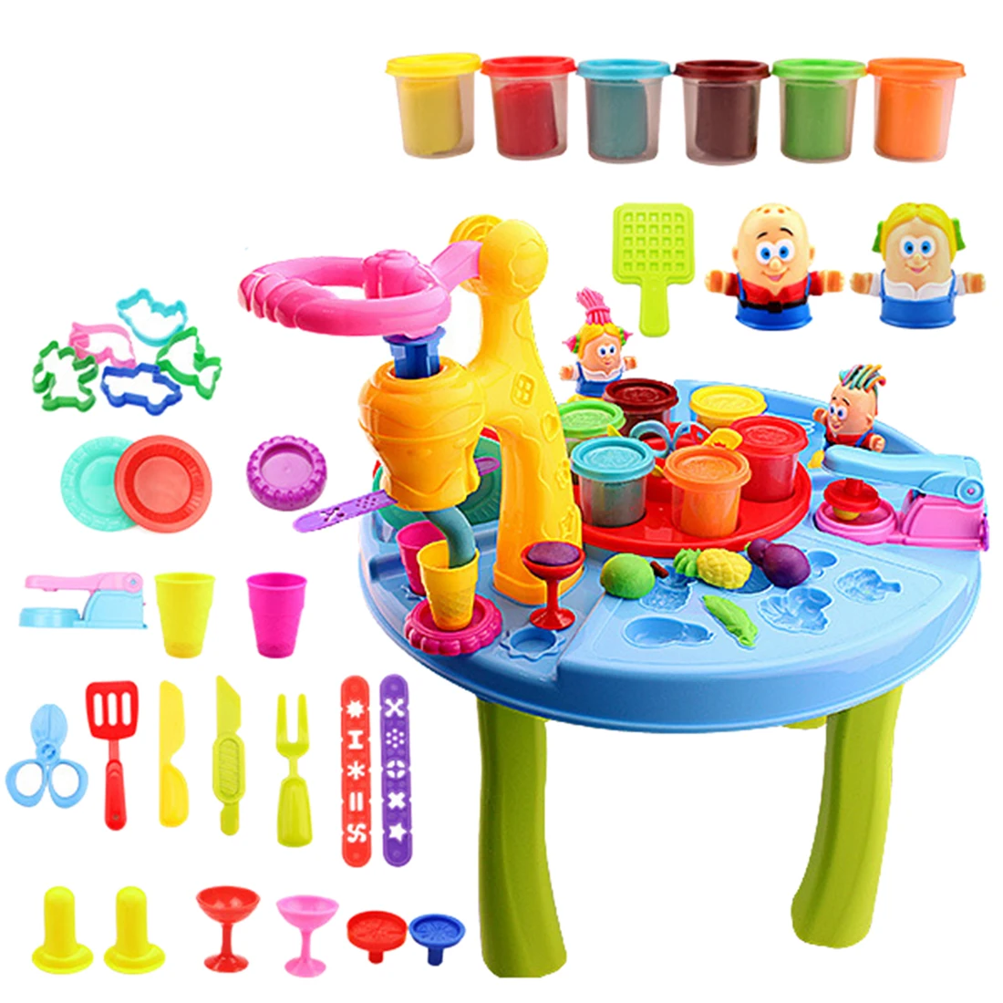 

Children DIY Plasticine Toy Set Creative Dough Table with Tool & Molds