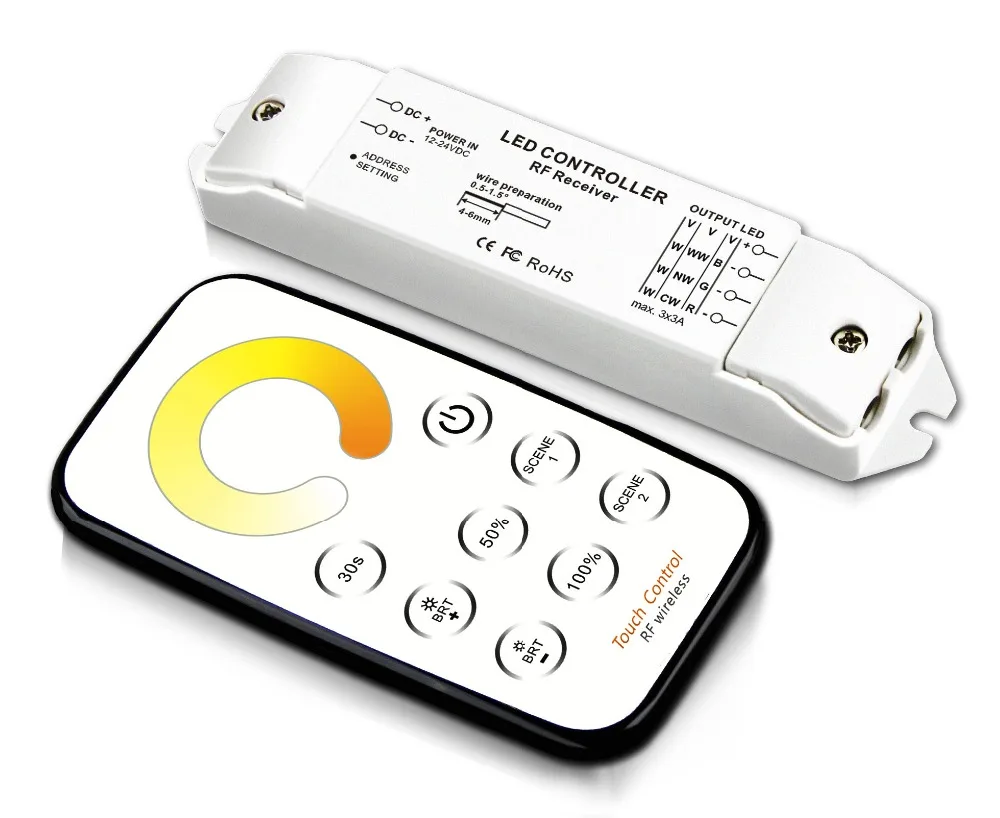 DC12V-24V одноцветная регулировка яркости CCT RGB Led сенсорный диммер контроллер с мини РЧ пультом дистанционного управления для светодиодной ленты светильник