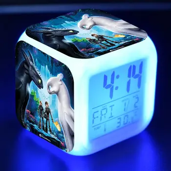 

How To Train Your Dragon 2 Figma Juguetes Night Fury ALarm Clock LED Color Touch light Toothless Anime Figure Toys