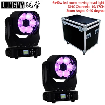 

Free Shipping 2pcs/lot With Flight Case LED RGBW 6x40 W 4in1 LED Bee ZOOM Moving Head Beam Bar Effect LED Lighting Effect DMX
