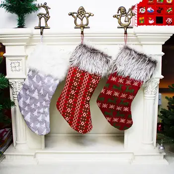 

Christmas Stocking Sock Candy Gift Bag Container Tree Hanging Pendant Decor for Family Holiday Christmas Party Decorations