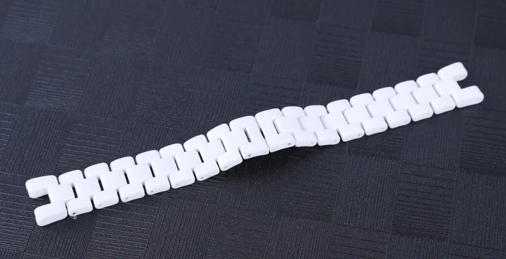 16cmx16.2mm 19cmx18.6mm White Ceramic Watch Band Universal Men Women Ceramic Watch Strap Notched White Bracelet (13)