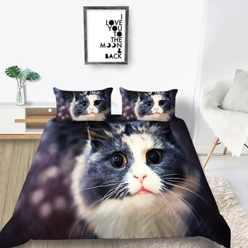 

Cute Pet Bedding Set Cat Elegant Beautiful 3D High End Duvet Cover Queen King Twin Full Single Double Unique Design Bed Set