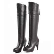 Большие размеры 46-48, новые сапоги до колена модные женские сапоги для верховой езды на высоком каблуке черного и коричневого цвета классическая женская обувь осень-зима