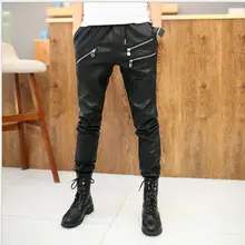Осенние мужские кожаные брюки в стиле хип-хоп, модные повседневные штаны, мужские брюки из искусственной кожи, мужские брюки