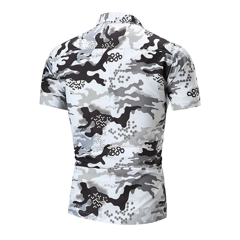 AliExpress 2018 Ouma, новый стиль, характеристики, камуфляжная рубашка с принтом, Пляжная рубашка, рубашка с короткими рукавами