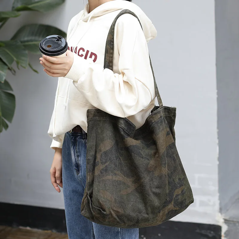 

Fashion Navy Canvas Bag Women Shopping Bags Big Capacity Camouflage Handbag Luxury Handbags Women Bags Designer Shoulder Bag Sac