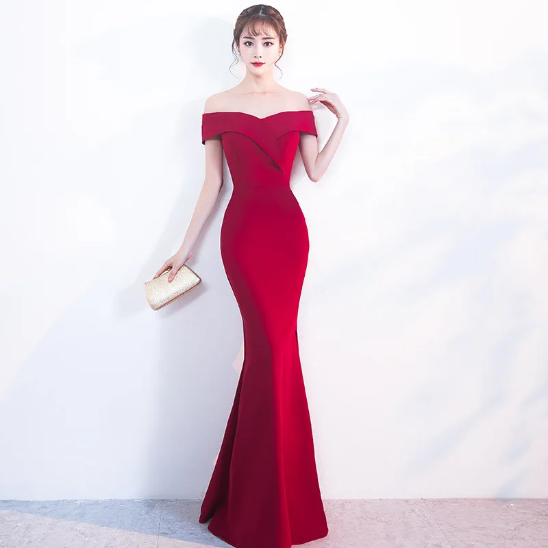 Красное без плеча короткое Cheongsam Современная невеста свадебное платье Qi Pao женское китайское свадебное платье Qipao модное Оригинальное вечернее платье - Цвет: A
