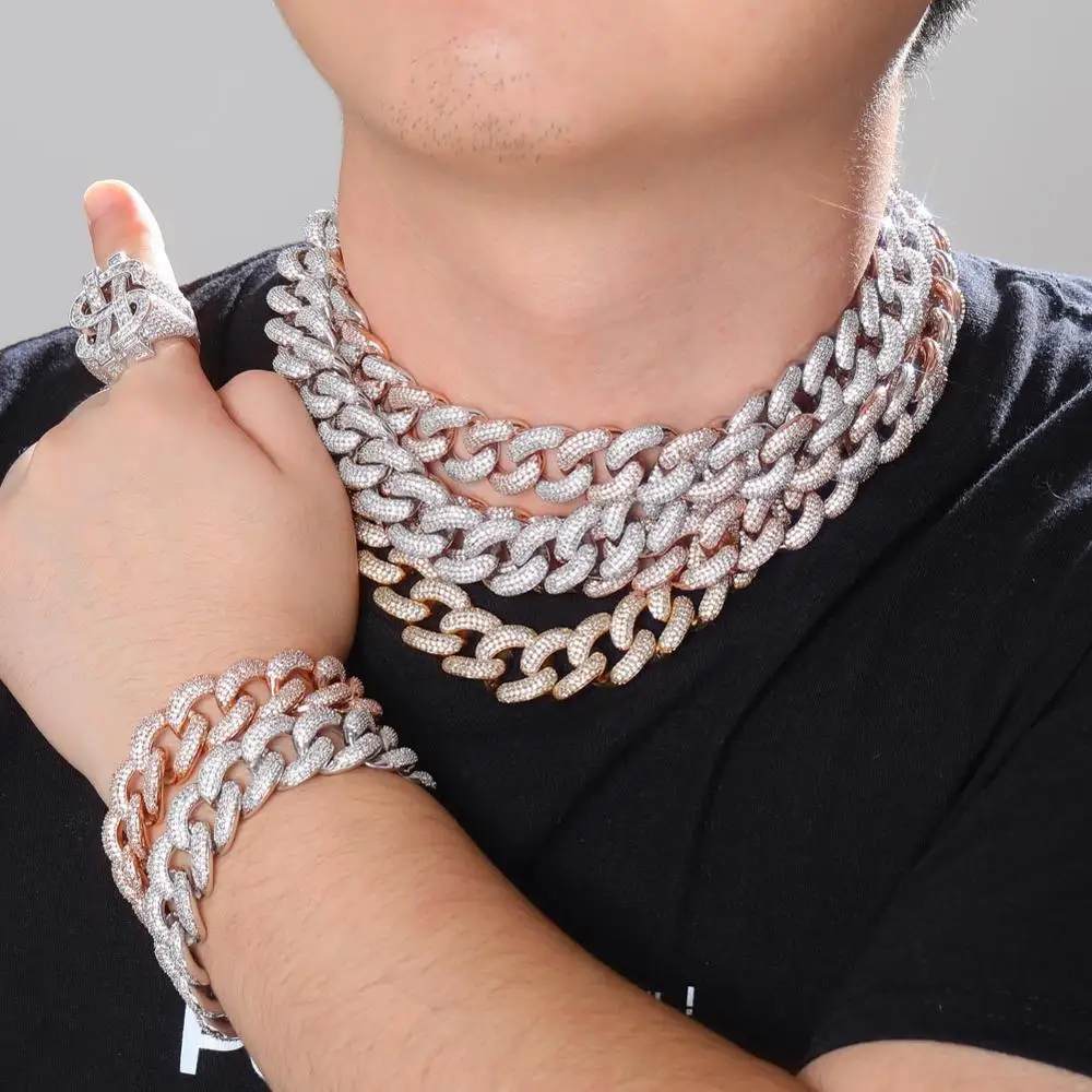 GUCY 14and 20 мм застежка Micro Pave Iced CZ кубинские Соединенные ожерелья цепи золотого цвета роскошные ювелирные изделия модные хип-хоп для мужчин