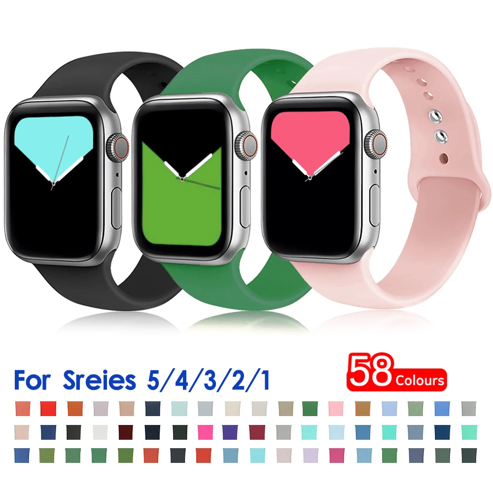 

Silicone Band for Apple Watch 44mm 40mm Bands Correa Rubber Watchband Strap for iWatch Series 5 4 3 2 1 Smartwatch Accessories
