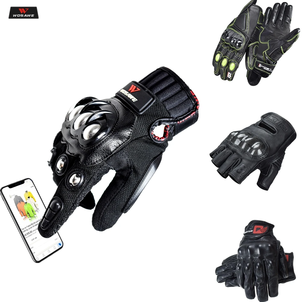 

WOSAWE Touch Screen Sports Motorcycle Gloves Men PU Leather Windproof Wearable Non-slip Off Road MTB Motocross Gloves