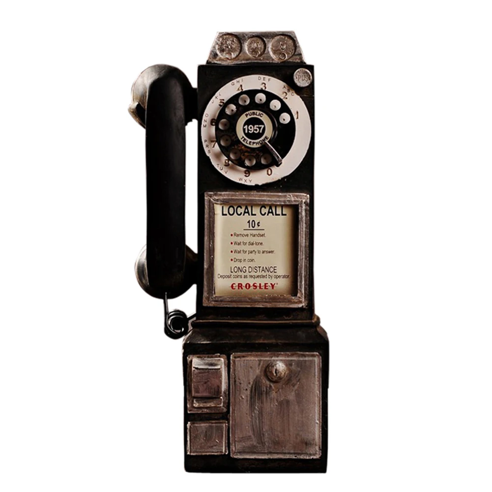 Винтажный вращающийся классический вид циферблат модель телефона Ретро Стенд украшение дома орнамент TT-best - Цвет: Black