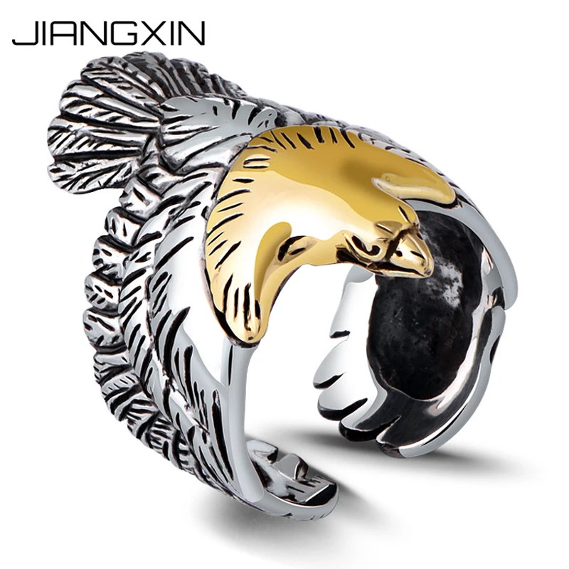 

16g 925 Sterling Silver Golden Eagle Ring for Men Punk Rock Jewelry Thailand Vintage Silver Gift 3.2*2.3cm