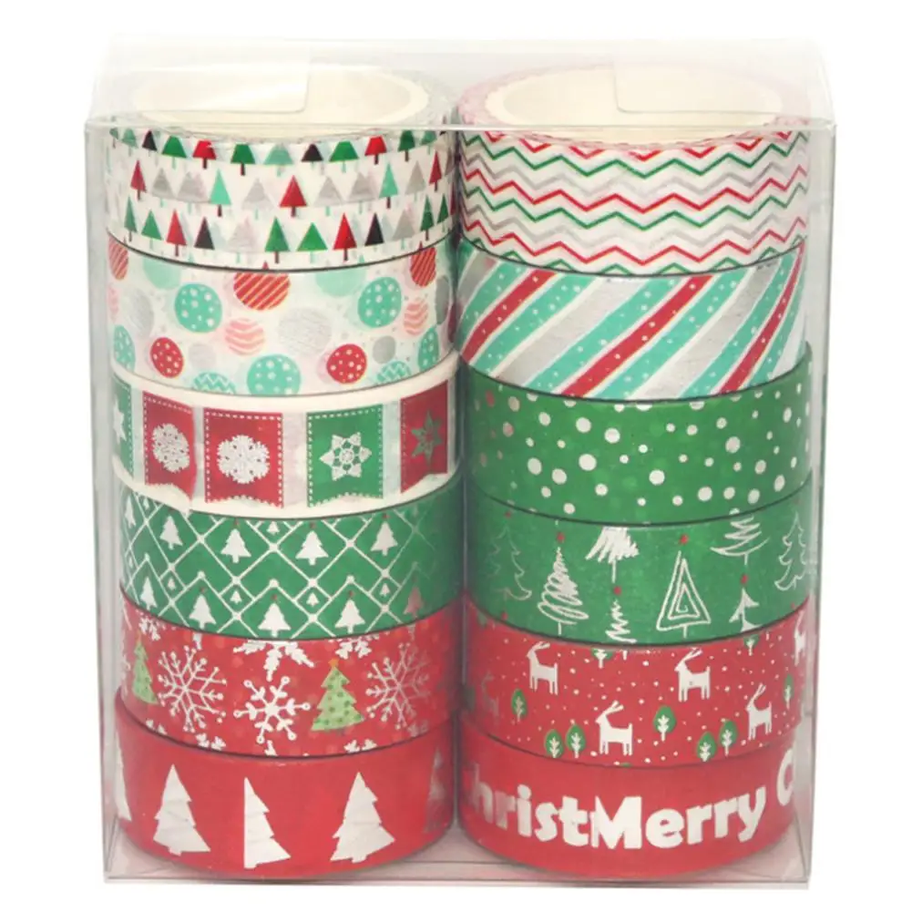 Christmas Washi Tape Set Journal Adhesive Paper Tape Sticker DIY Scrap Booking Sticker Masking Tapes for Students Children