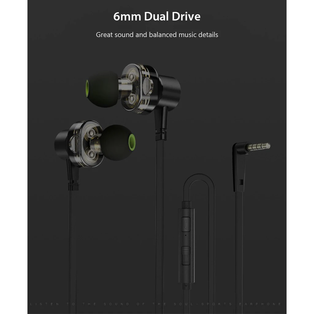 AWEI Z1 Double Moving  Subwoofer Universal Wire Control Earphone
