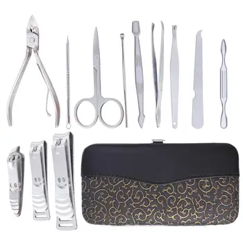 

12Pcs Nail Care Set Practical Durable Stainless Steel Nail Care Set Manicure Set Pedicure Set for Travle Ladies Women