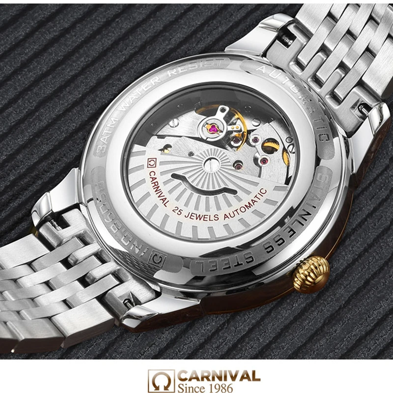 Карнавал светящиеся военные Автоматические Мужские механические часы лучший бренд класса люкс полный стальной спортивные часы Montre Horloge