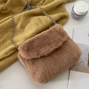 

New Arrive Fashion Hairy women bags Solid Chain Crossbody Bag For Women Handbag Cover Women Wallets Small Bag Bolsa Feminina