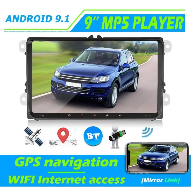 Android 9,1 автомобильный стерео MP5 плеер 9 дюймов экран автомобильное радио gps навигация FM радио WiFi Интернет Bluetooth головное устройство плеер