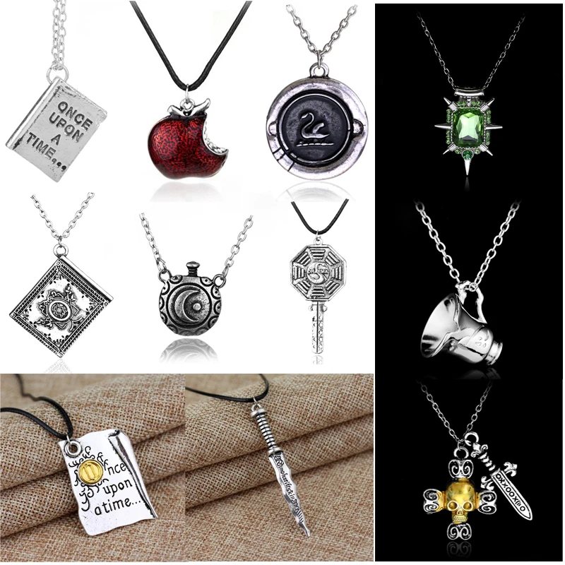 

Once Upon a time Necklace Men Women Vintage Cup Sword Pendant Necklace Creative Jewelry Accessories Charm Choker