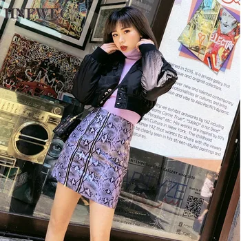 

T 2019 Autumn And Winter New Products Fashion A Word Bag Hip Sexy Locomotive Wind High Waist Double Zipper PU Skirt D810