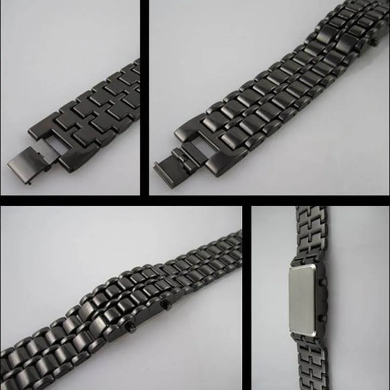 Lava Iron Samurai Men's Watch Luxury Stainless Steel Band LED Watches Date Hour Punk Bracelet Sport Wristwatches reloj hombre